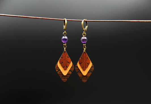 Ohrringe »Ametria« – Holz & Amethyst