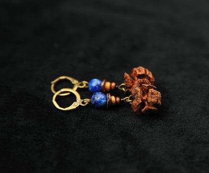 Zypressenzapfen-Ohrringe mit Türkis & Muschel – Ansicht 4