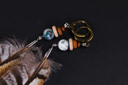 Federohrringe Königsfasan – Boho Schmuck, handgemacht, 13–15 cm, ultraleicht