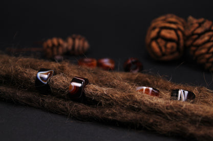 Agate Dread Beads – Cylinder (Set of 2)
