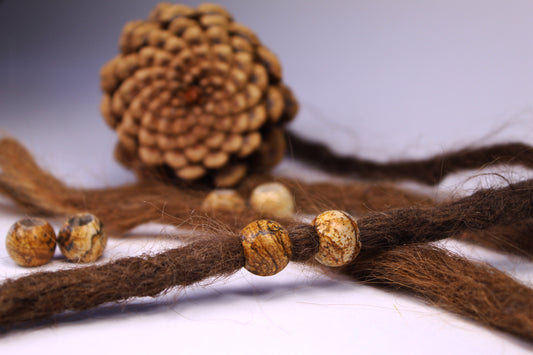 Tiger Jaspis Dreadlockperlen – Kugel (2er-Set)