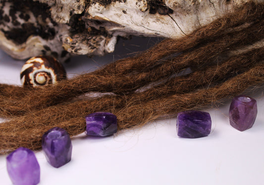 Amethyst Dreadlockperlen – Cuboid (2er-Set)