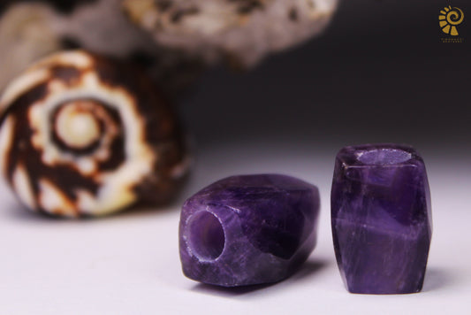 Amethyst Dreadlockperlen – Cuboid (2er-Set)
