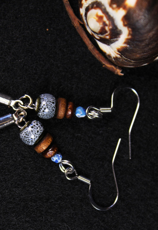 Federohrringe Goldfasan – Boho Schmuck, handgemacht, 13–15 cm, ultraleicht