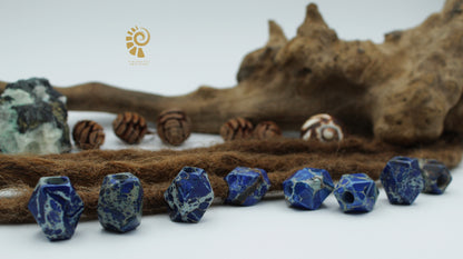 Imperial Jasper Dread Beads – Blue Cuboid (Set of 2) – view 2