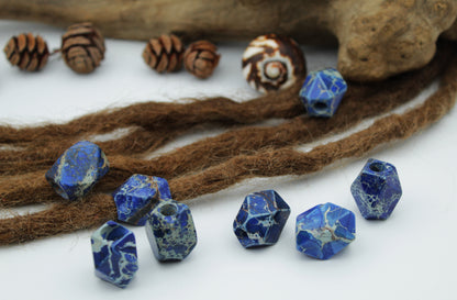 Imperial Jasper Dread Beads – Blue Cuboid (Set of 2) – view 5