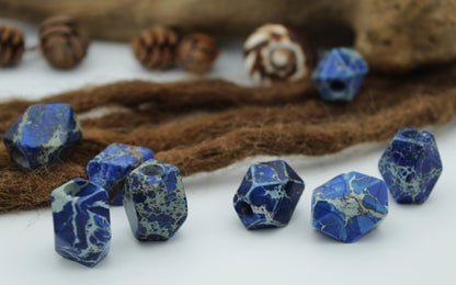 Imperial Jasper Dread Beads – Blue Cuboid (Set of 2) – view 6