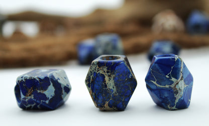 Imperial Jasper Dread Beads – Blue Cuboid (Set of 2) – view 3