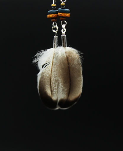 Small Duck Feather Earrings with Ceramic Beads – view 5