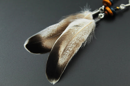 Small Duck Feather Earrings with Ceramic Beads – view 7