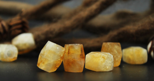 Citrin Dreadlockperlen – Cuboid (2er-Set)