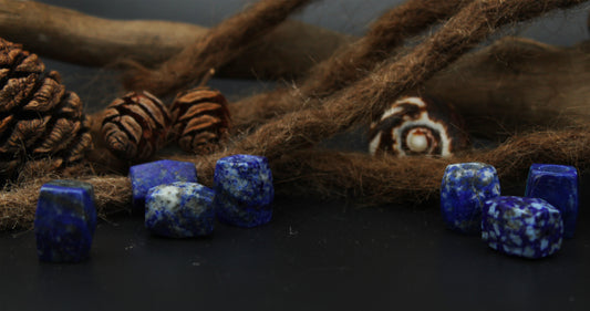 Lapislazuli Dreadlockperlen – Cuboid (2er-Set)