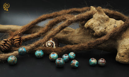 Blue Agate Dread Beads – Sphere (Set of 2)