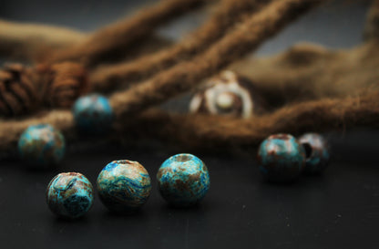 Blue Agate Dread Beads – Sphere (Set of 2) – view 3