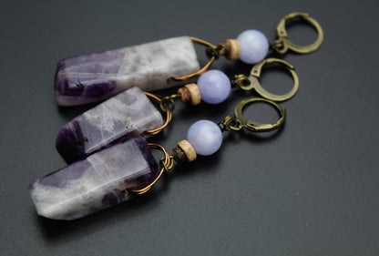 Amethyst Ohrringe mit großem Stein