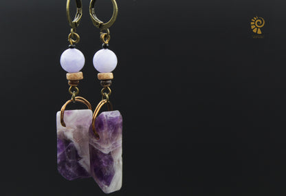 Amethyst Ohrringe mit großem Stein – Ansicht 2