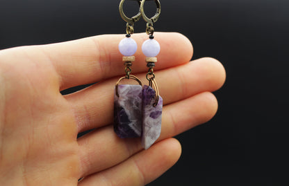 Amethyst Ohrringe mit großem Stein – Ansicht 3