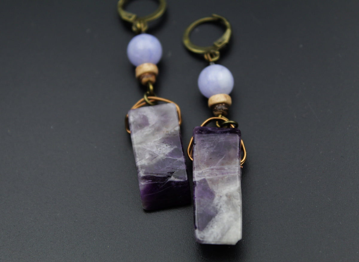 Amethyst Ohrringe mit großem Stein – Ansicht 4