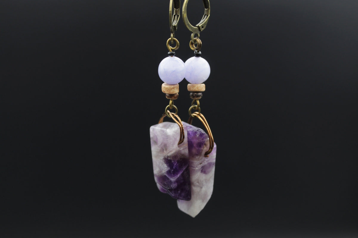 Amethyst Ohrringe mit großem Stein – Ansicht 5