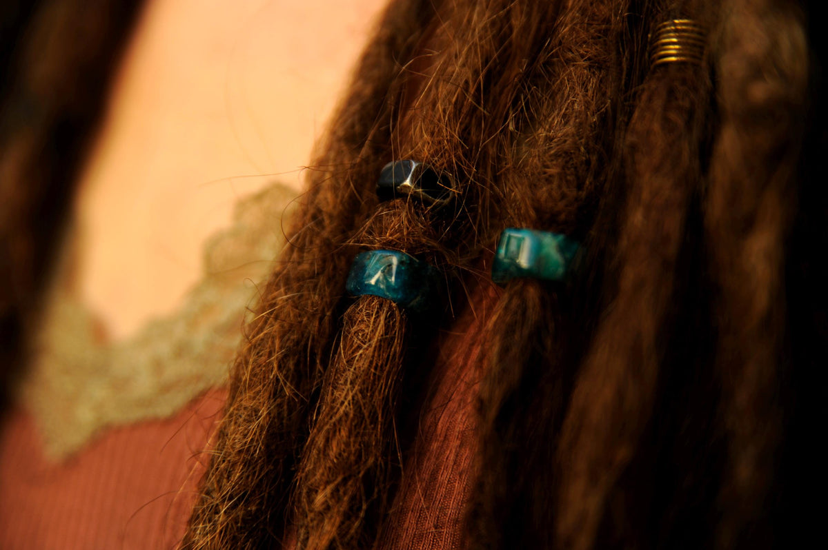 Apatite Slice Dread Beads – Turquoise Blue Natural Stone Slices, Set of 2–5