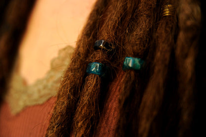 Apatite Slice Dread Beads – Turquoise Blue Natural Stone Slices, Set of 2–5