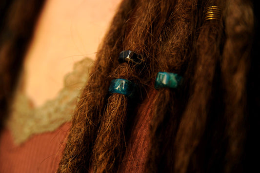 Apatite Slice Dread Beads – Turquoise Blue Natural Stone Slices, Set of 2–5