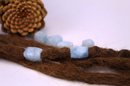 Aquamarine Dread Beads – Set of 2, Faceted, 12 × 16 mm