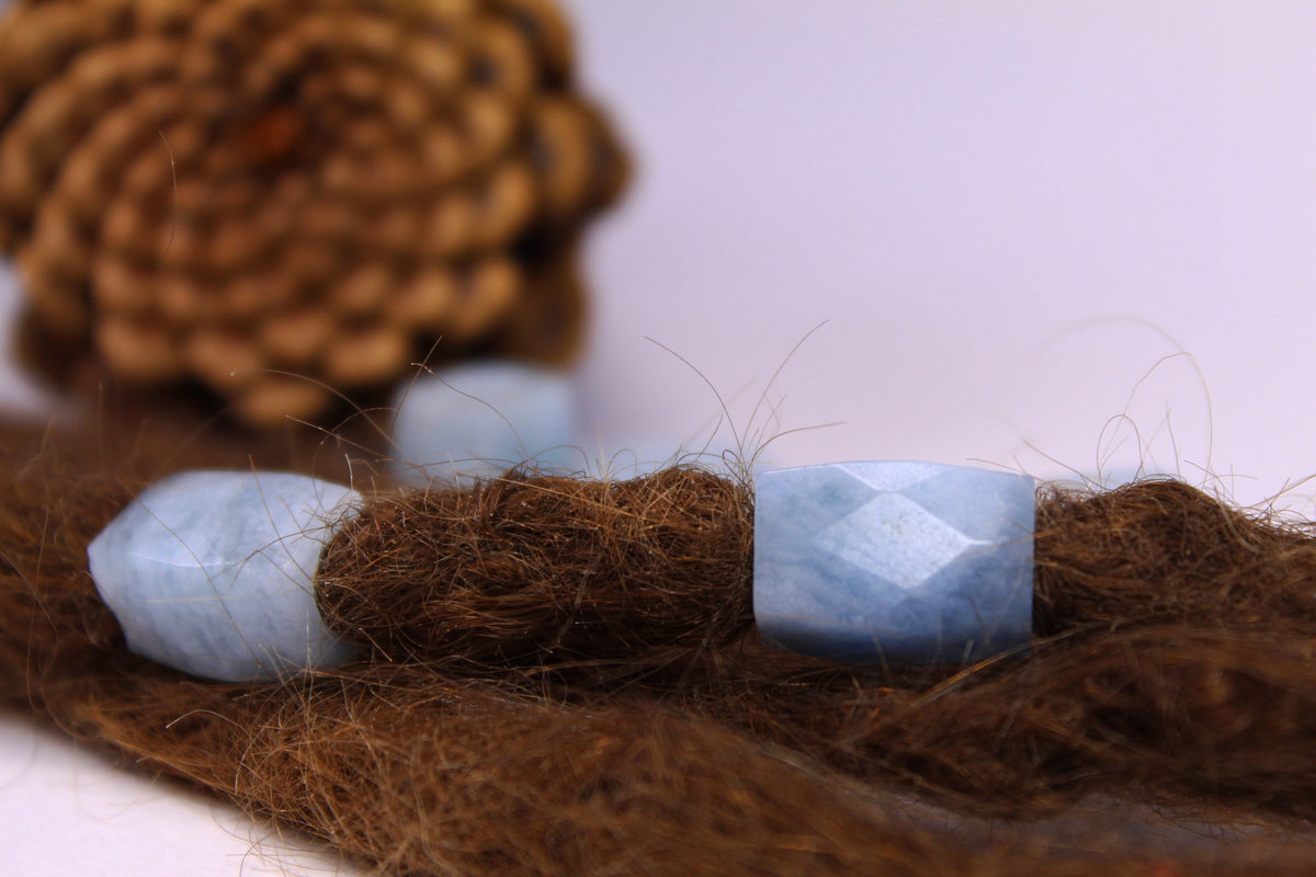 Aquamarine Dread Beads – Set of 2, Faceted, 12 × 16 mm – view 3