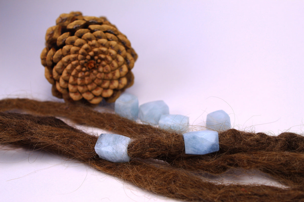 Aquamarine Dread Beads – Set of 2, Faceted, 12 × 16 mm – view 5