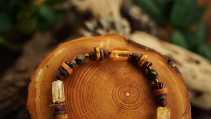 Citrine Bracelet with Garnet & Picasso Jasper – Stretch, Boho Crystal Bracelet – view 3