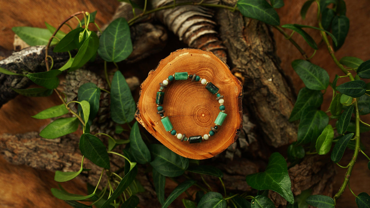 Rohsmaragd Armband mit blauem Granat – Ansicht 3