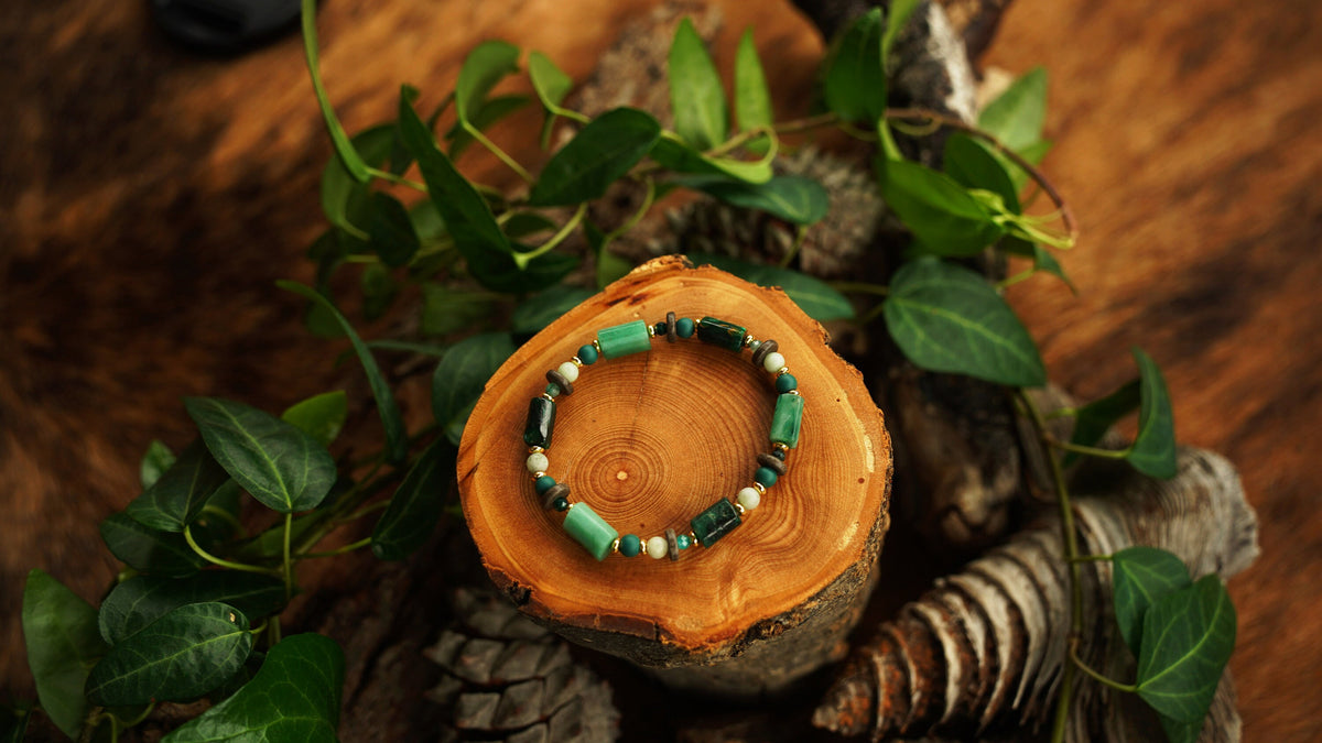 Rohsmaragd Armband mit blauem Granat – Ansicht 4