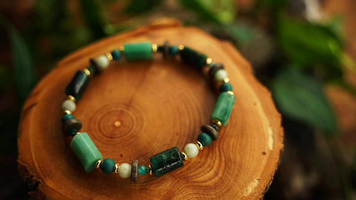 Rohsmaragd Armband mit blauem Granat – Ansicht 5