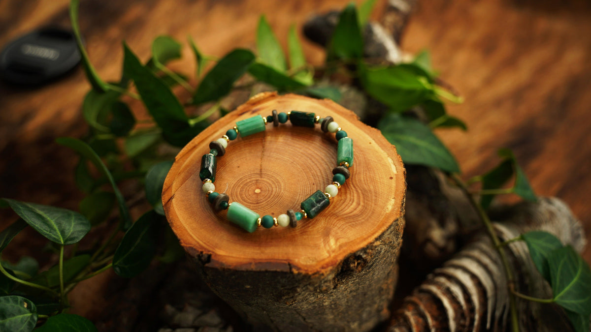 Rohsmaragd Armband mit blauem Granat – Ansicht 7