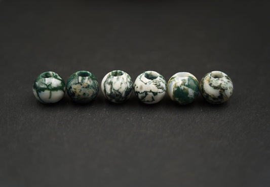 Round Tree Agate Dread Beads – Set of 2, Ø 12 or 14 mm – view 2