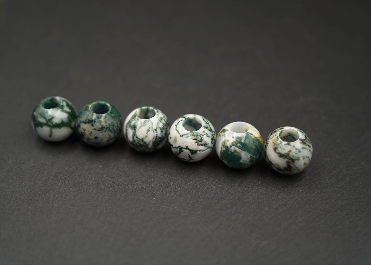 Round Tree Agate Dread Beads – Set of 2, Ø 12 or 14 mm – view 3