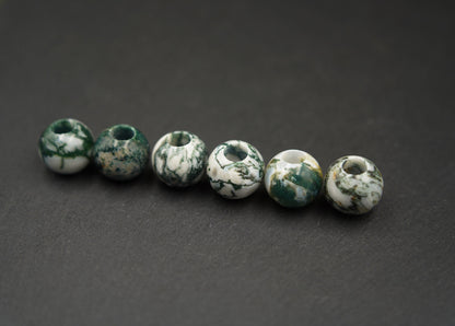 Round Tree Agate Dread Beads – Set of 2, Ø 12 or 14 mm – view 3