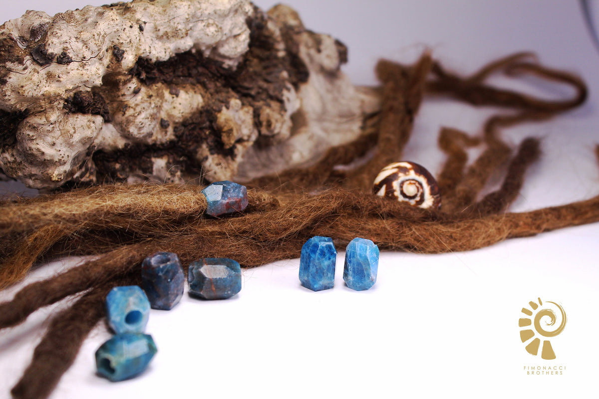 Faceted Blue Apatite Dread Beads – Set of 2, 13 × 18 mm – view 6