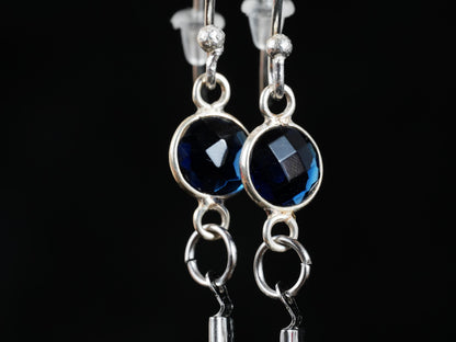Blue Feather Earrings with Glass Cabochon in 925 Silver – Goose Feather & Common Pheasant – view 3