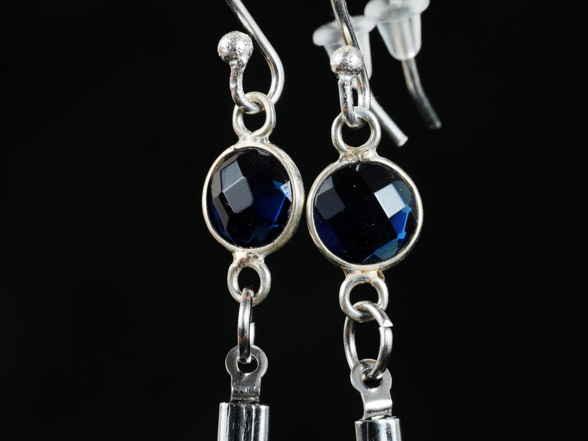 Blue Feather Earrings with Glass Cabochon in 925 Silver – Goose Feather & Common Pheasant – view 8