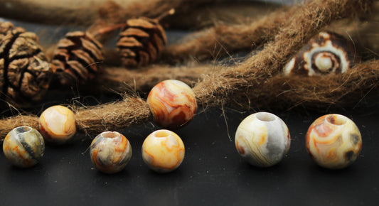 Round Crazy Lace Agate Dread Beads – Set of 2, Ø 12 or 14 mm – view 2