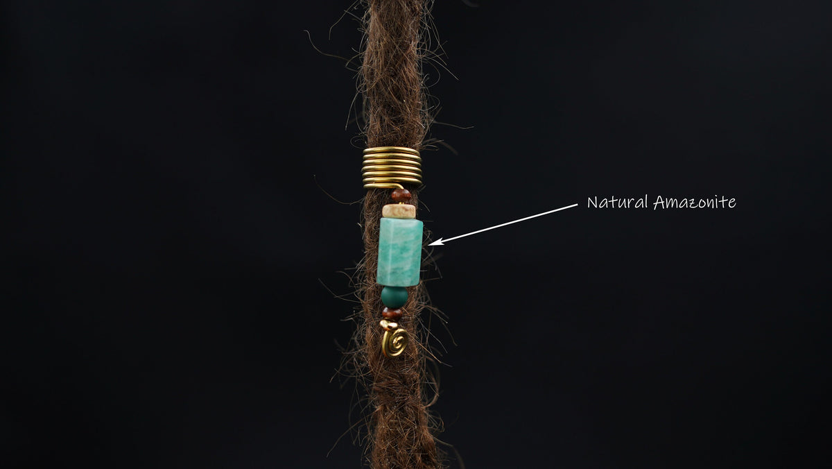 Draht-Dreadperle mit Amazonit in der Dread – Ansicht 2