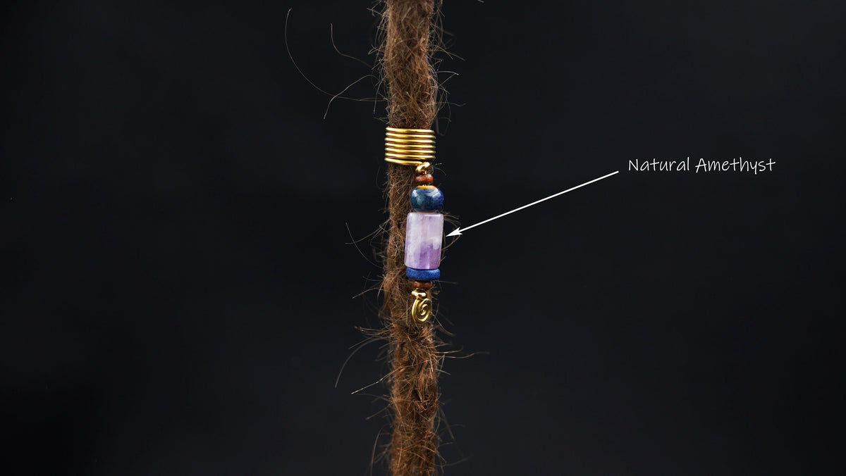 Draht-Dreadperle mit Amethyst in der Dread – Ansicht 2