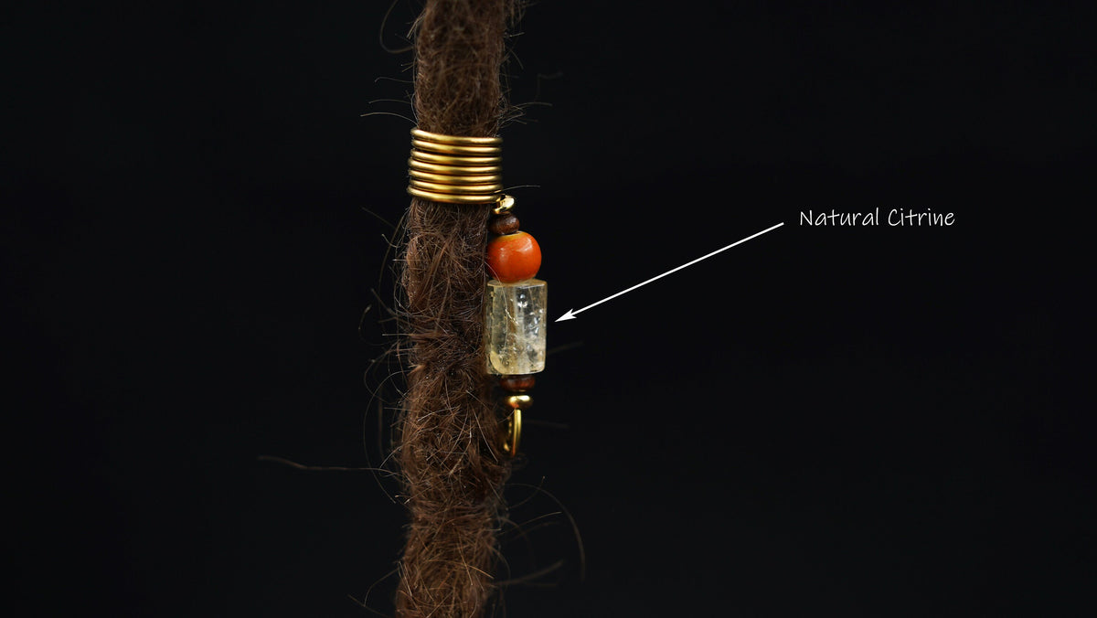 Draht-Dreadperle mit Citrin in der Dread – Ansicht 2