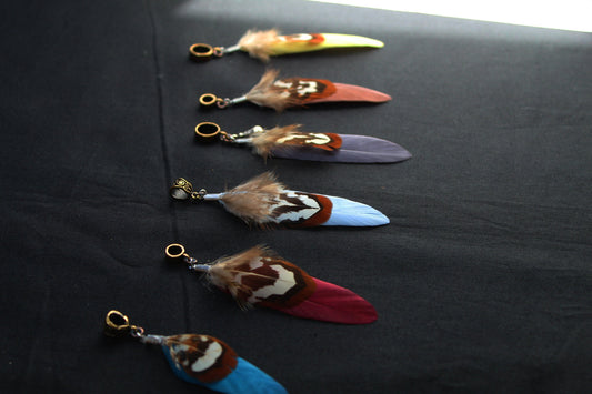 Dreadlock Feather Pendant in 6 Colours – Goose Feather with Pheasant Cover Feather
