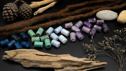 Dreadlock Tube Beads in 5 Minerals – Amethyst, Aquamarine & More