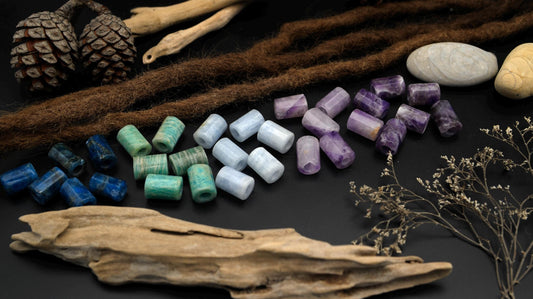 Dreadlock Tube Beads in 5 Minerals – Amethyst, Aquamarine & More