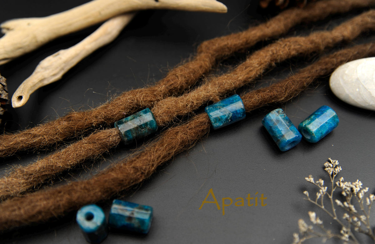 Dreadlock Tube Beads in 5 Minerals – Amethyst, Aquamarine & More – view 3