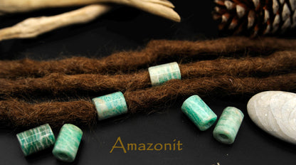 Dreadlock Tube Beads in 5 Minerals – Amethyst, Aquamarine & More – view 4