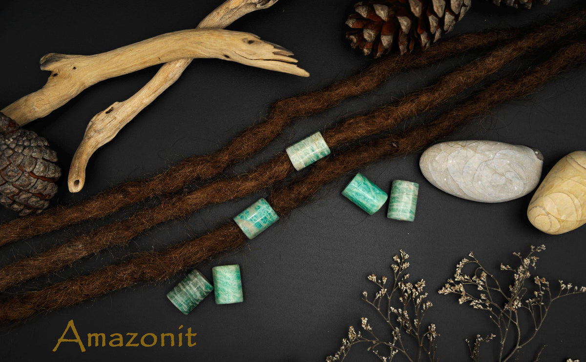 Dreadlock Tube Beads in 5 Minerals – Amethyst, Aquamarine & More – view 5